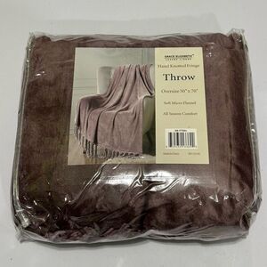 Grace Elizabeth Luxury Linens | Hand Knotted Fringe Throw Blanket | Oversize 50”